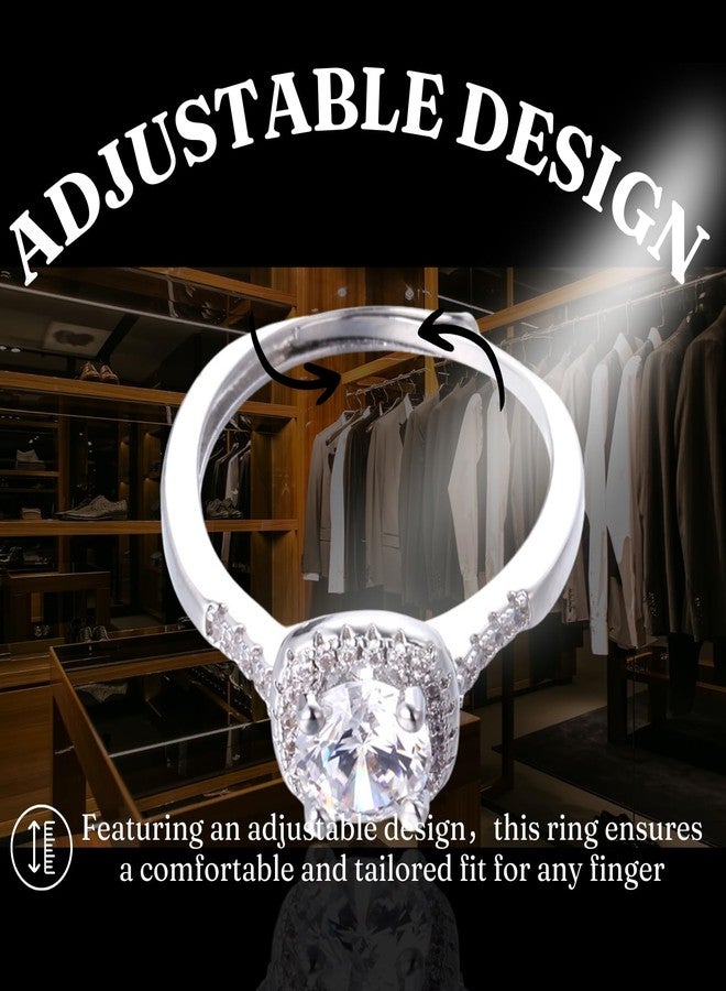 Halukakah D Color 1.0 ct Women's Moissanite Ring Square,1 Carat Lab Grown Diamond with Certificate,Platinum Plated Sterling Silver,Adjustable Size,Timeless Present for Wife,Girlfriend,Birthday,Wedding - Image 5